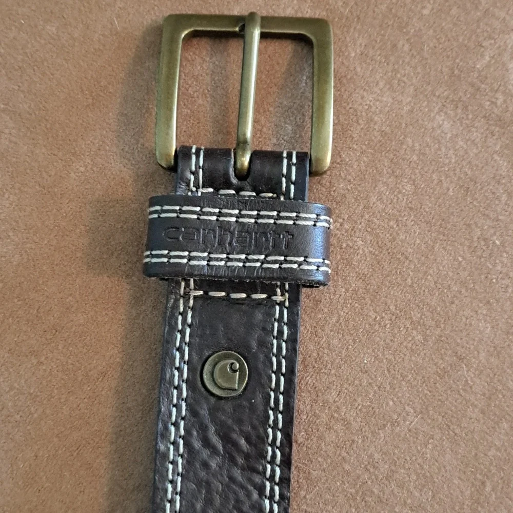 Brown Leather Carhartt Double Seam Belt 30 Inch 7 Hole